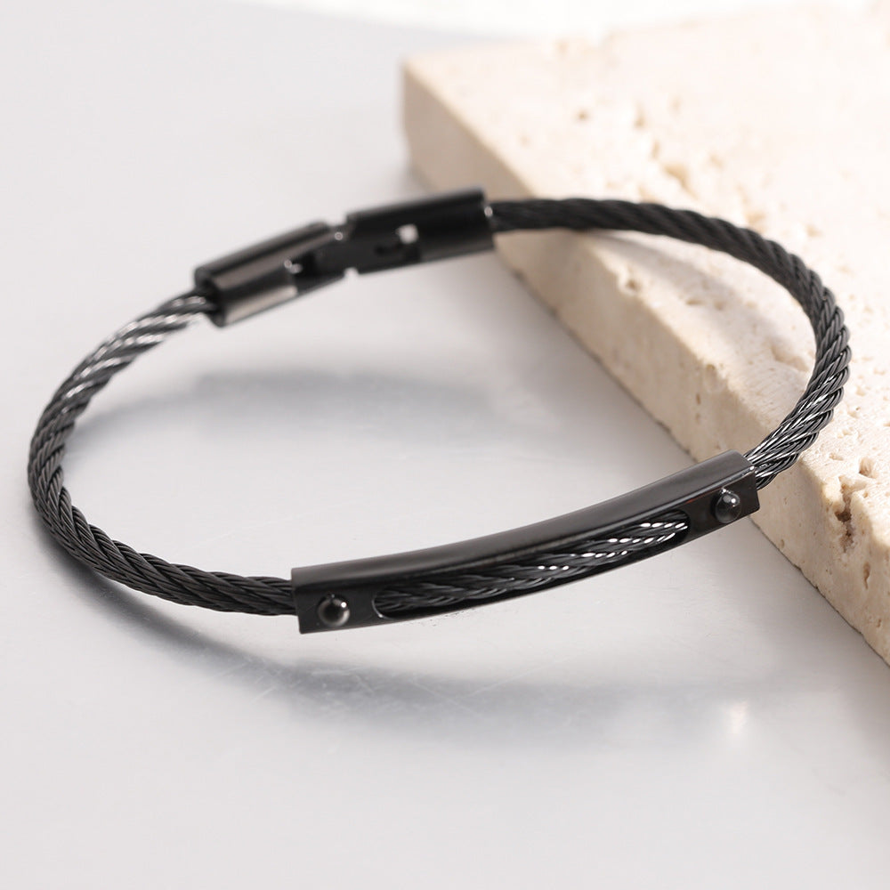 Long All-match Titanium Steel Cable Fashion Steel Wire Openable Bracelet