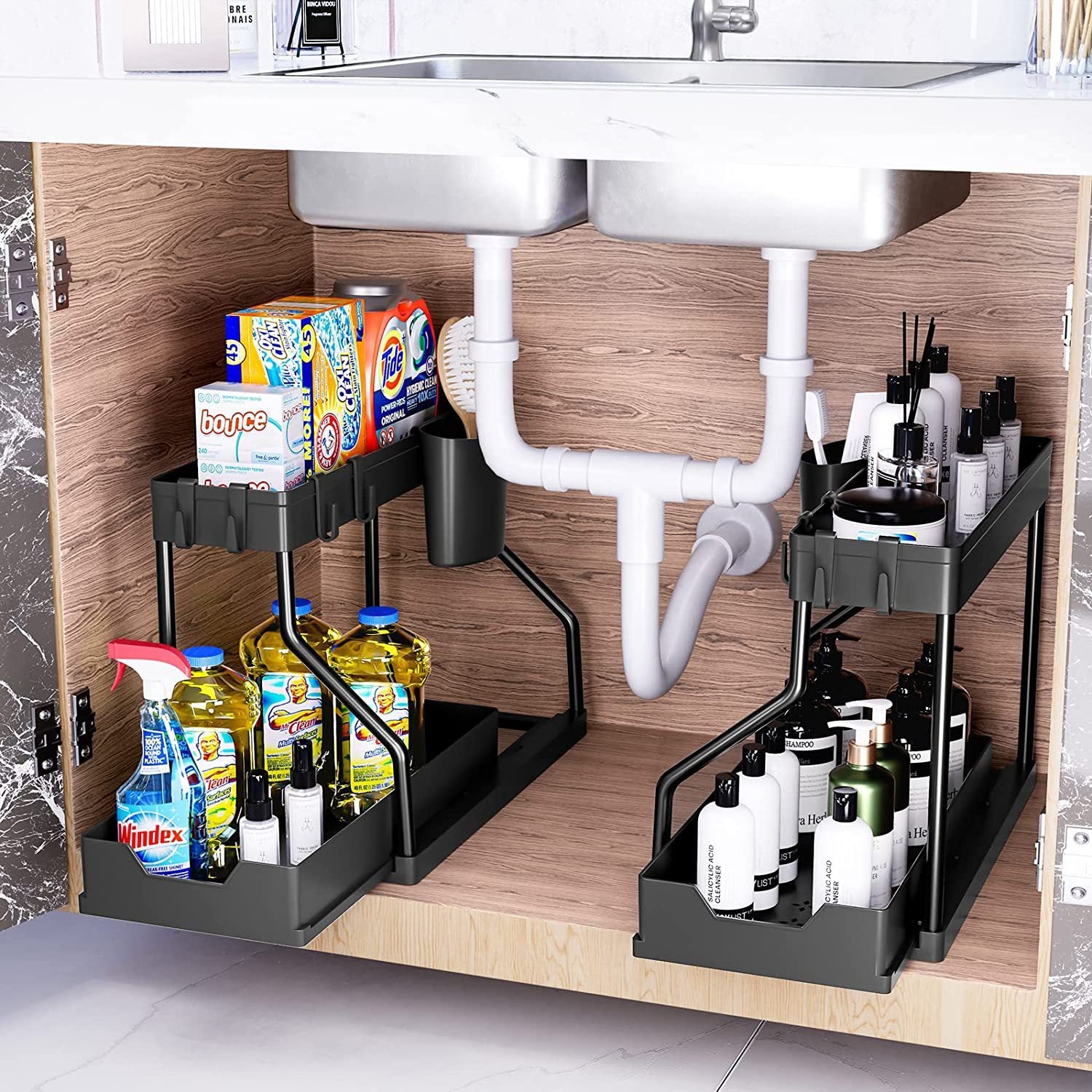 Bathroom Kitchen Sink Storage Rack 2 Floors