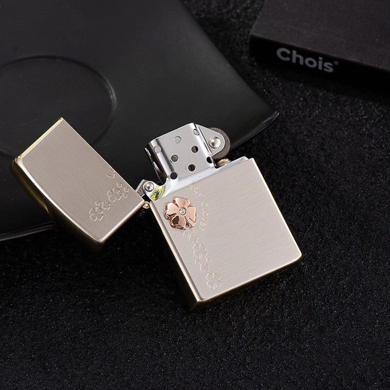 Rose Gold Clover Copper Shell Kerosene Lighter