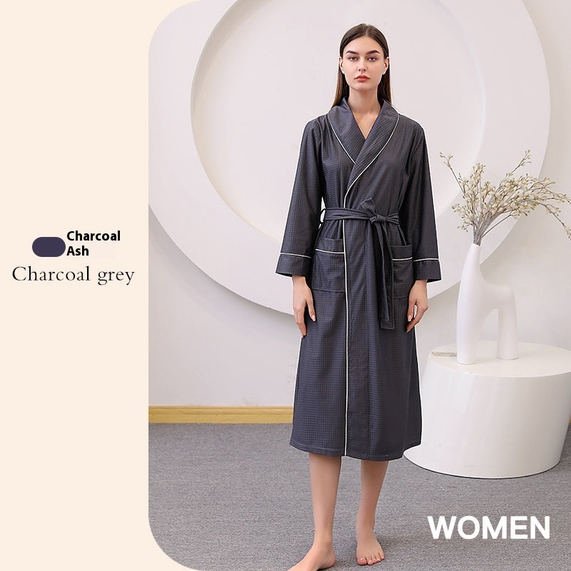 Thin Satin Bathrobe Water-absorbing Quick-drying Couple Nightgown