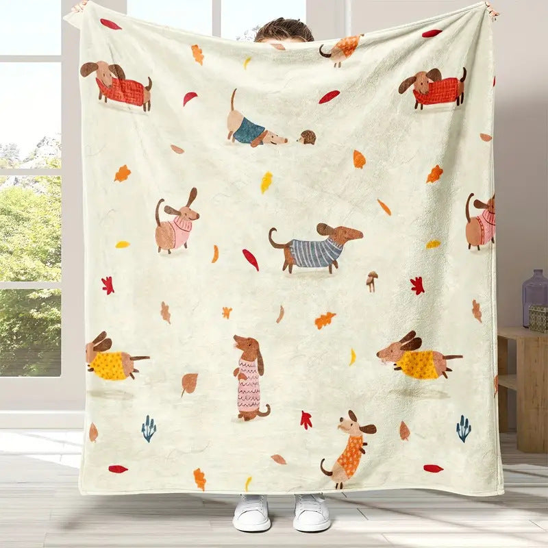 Dachshund Blanket Flannel Square Cover Blanket