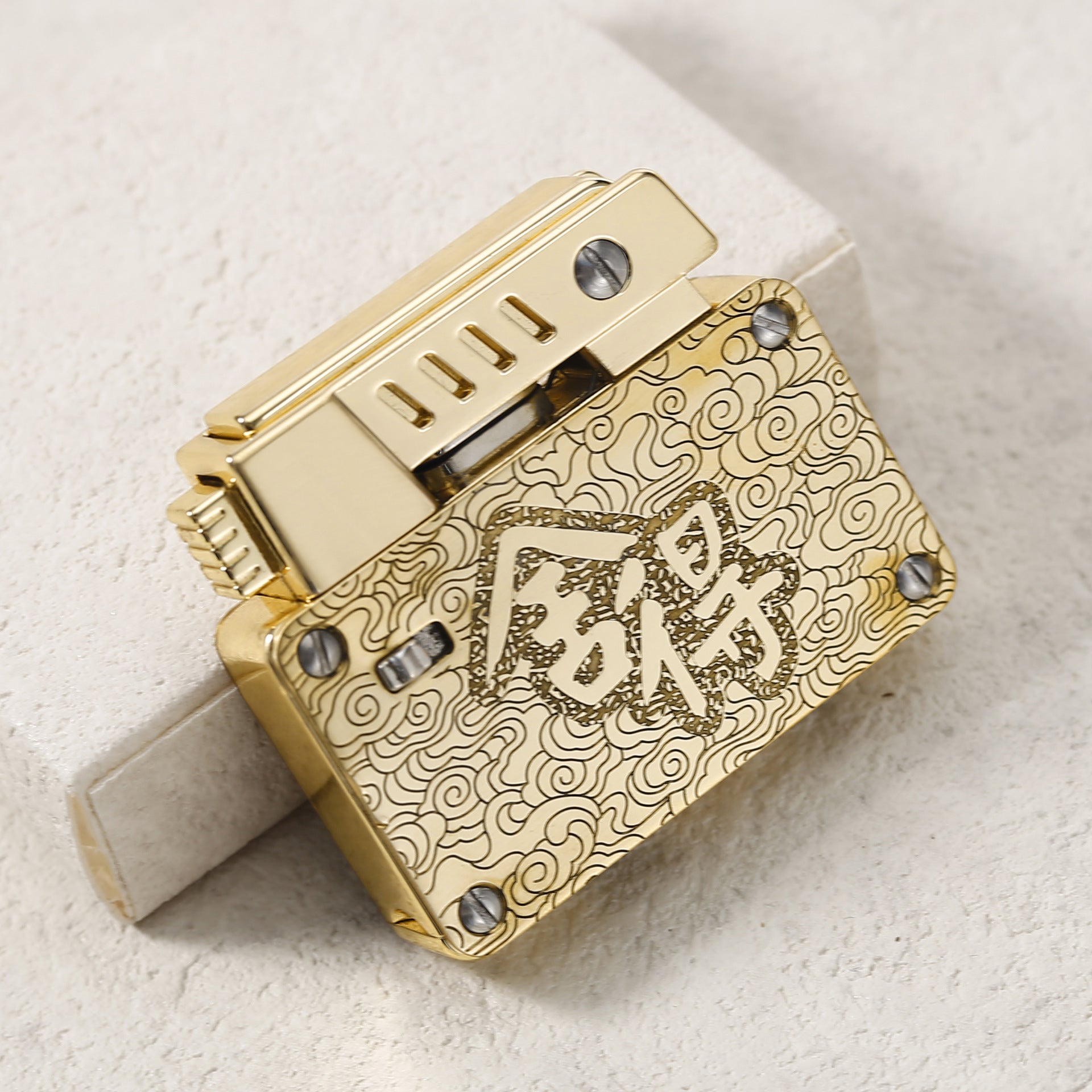 One-click Catapult Double Fire Creative Double-sided Carved Personality Lighter