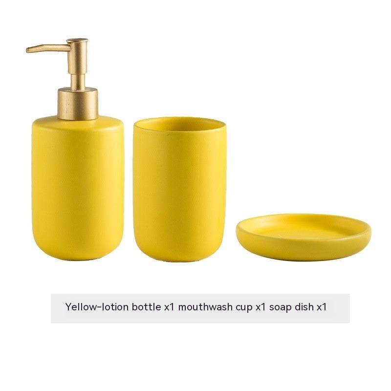 Solid Color Ceramic Bathroom Four-piece Set