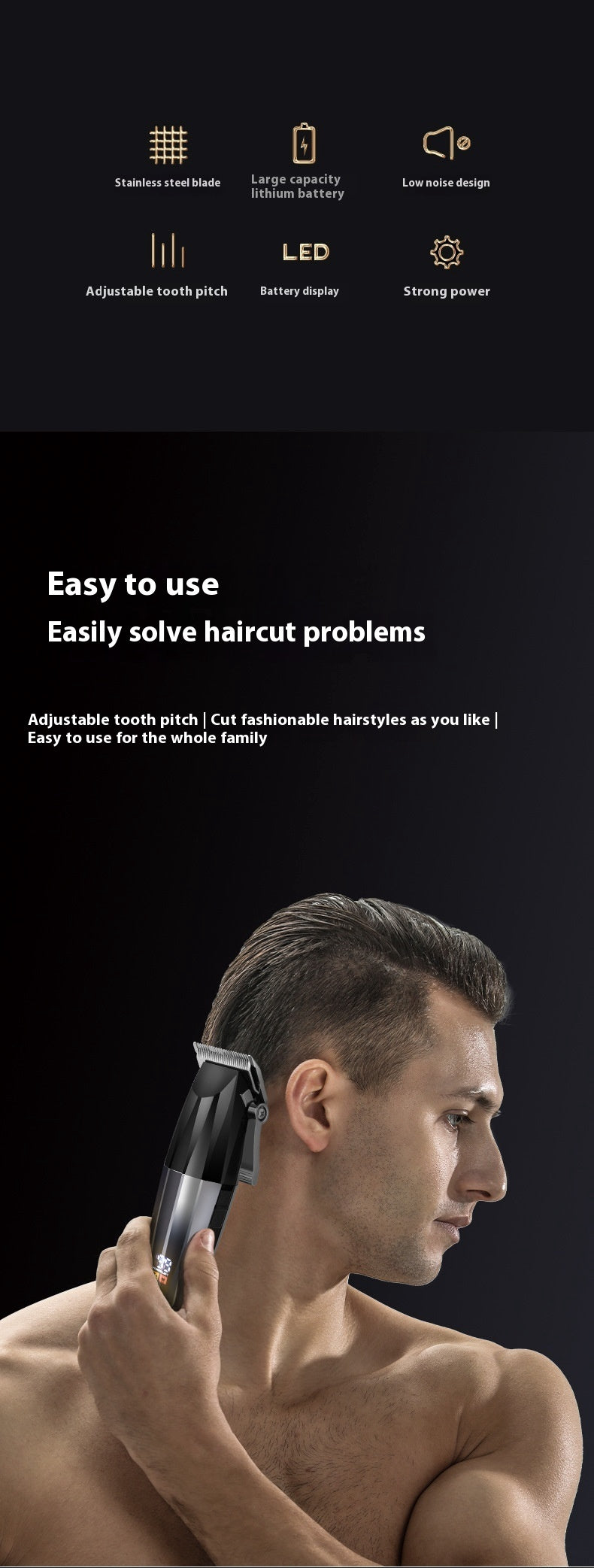 LCD Digital Display High Power Electric Hair Clipper Hair Salon Household Men