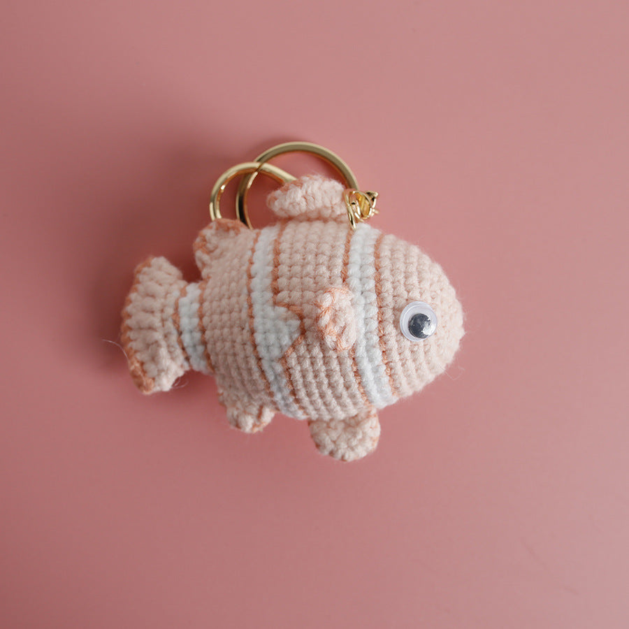 Delicate Wool Crocheted Fish Keychain