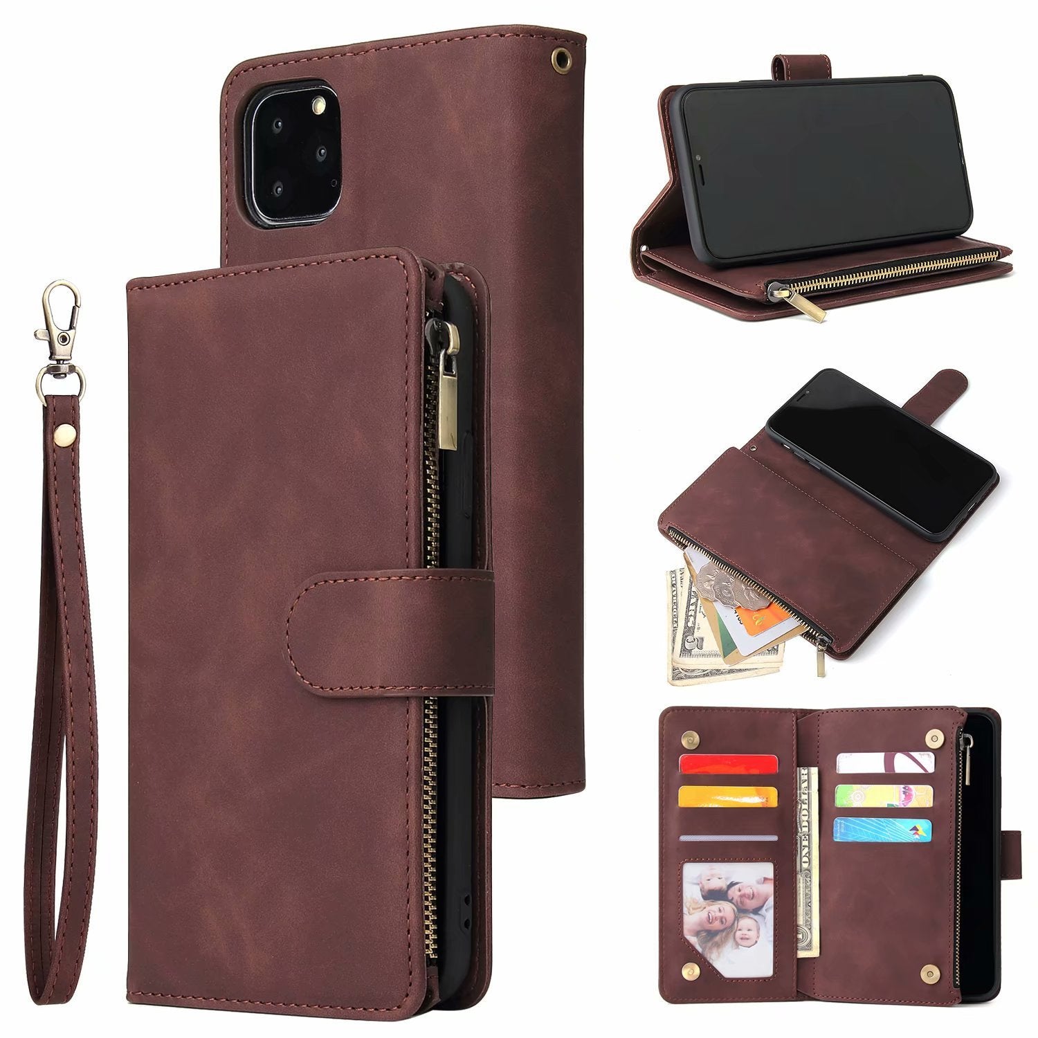 Multi-card Zipper Bag Protective Shell Wallet Phone Case