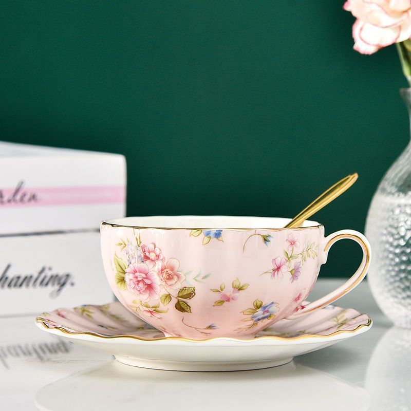 Ceramic Flower Tea Cup Coffee Suit Household Watchband Spoon