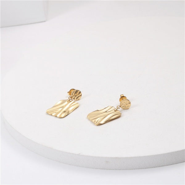 Pleated Metal Texture Shiny Geometric Earrings