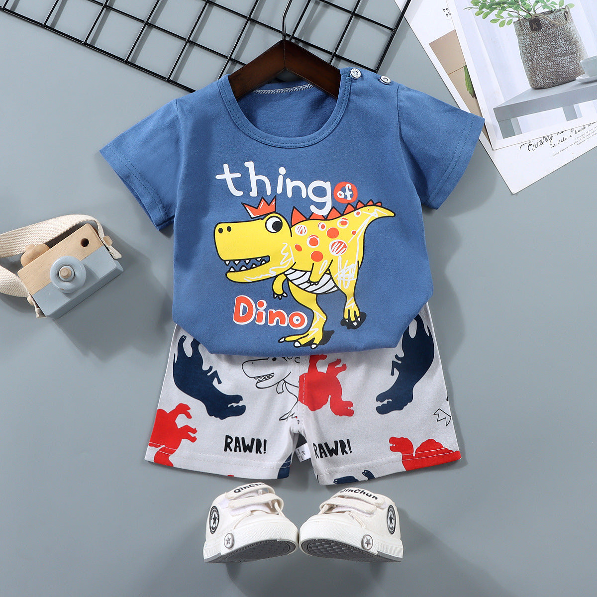 Boy's Summer Cotton Short Sleeve Suit
