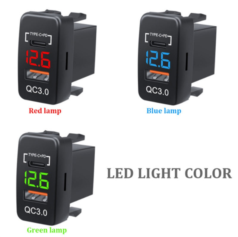 Nondestructive Installation Car Charger USB With Voltmeter Original Hole