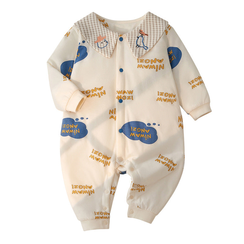 Quilted Baby Jumpsuit Long Sleeve Romper Going Out Clothes For Babies