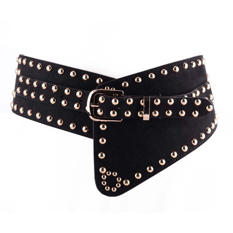 Ceinture de mode personnalisée Rivet Punk pour femme avec ceinture large élastique