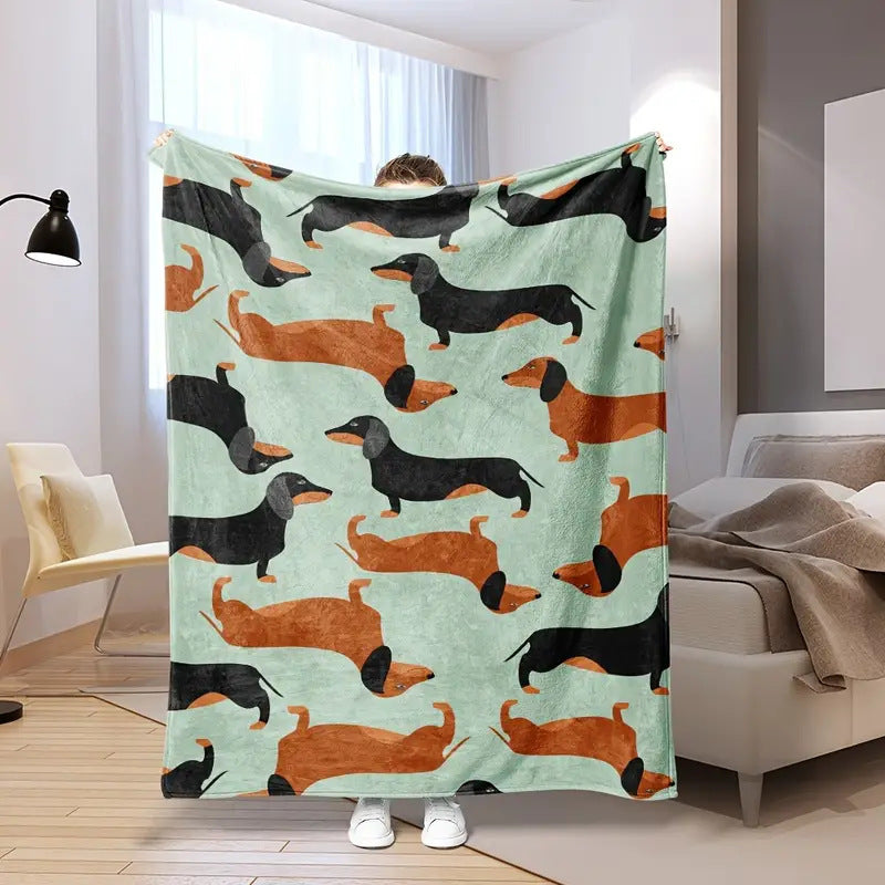 Dachshund Blanket Flannel Square Cover Blanket