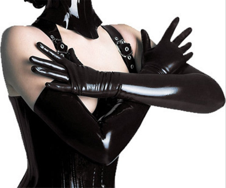 Bright Leather Faux Lacquer Gloves Long Glued Latex Temptation