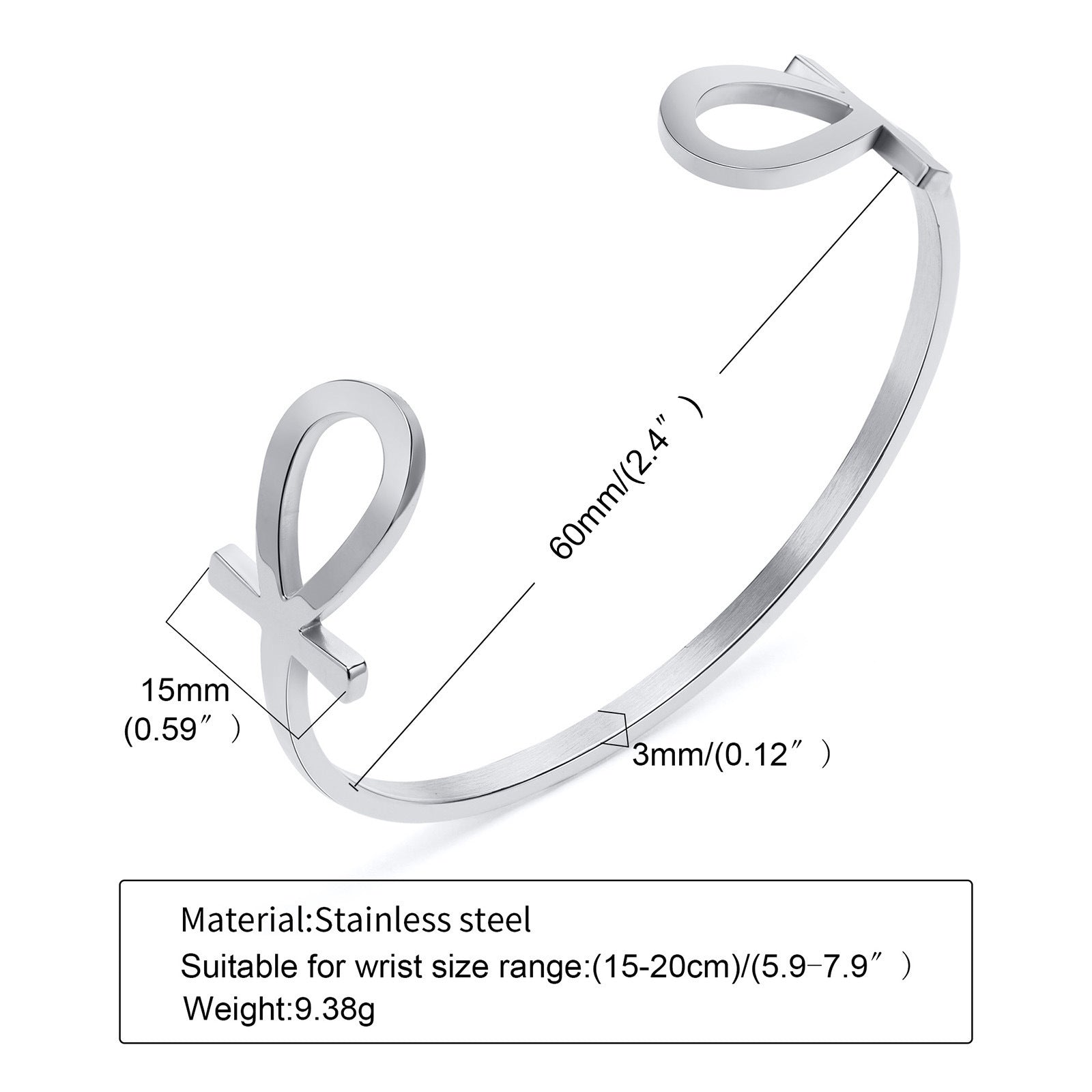 Stainless Steel Anka Open-ended Bracelet Black Men