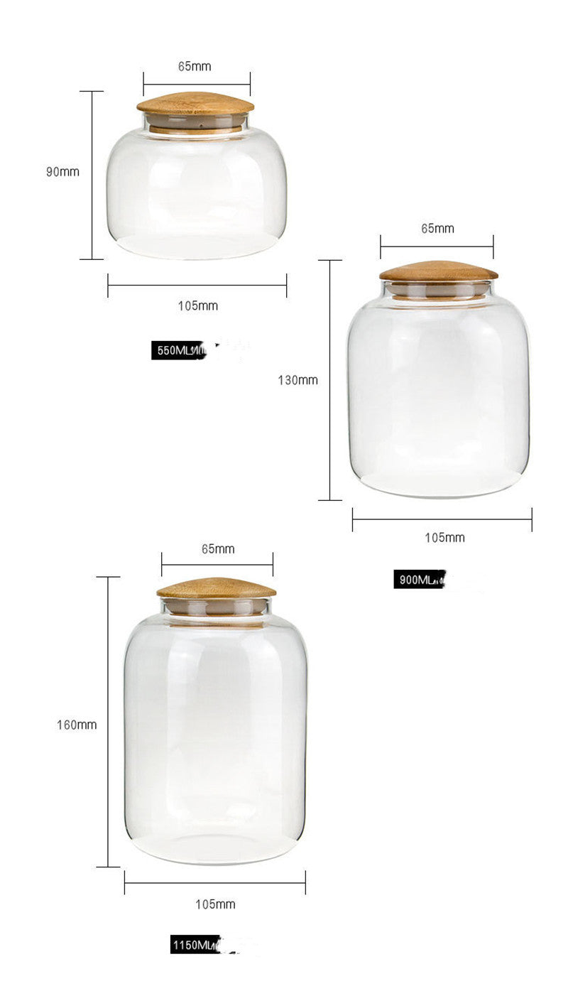 Cambered Bamboo Lid Tea Large Capacity Storage Cans
