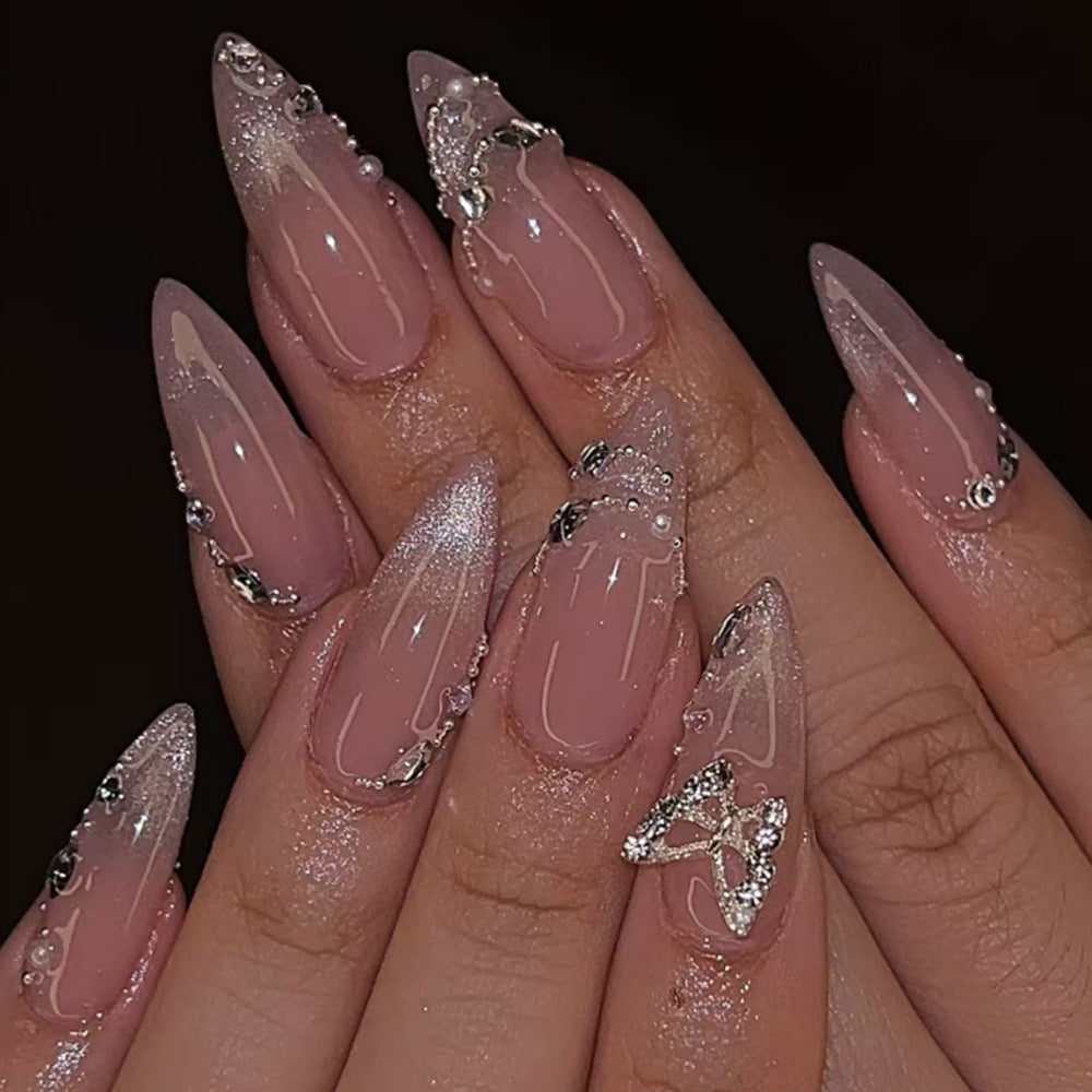 Autocollant d'ongle papillon pour fille branchée, œil de chat, diamant, armure