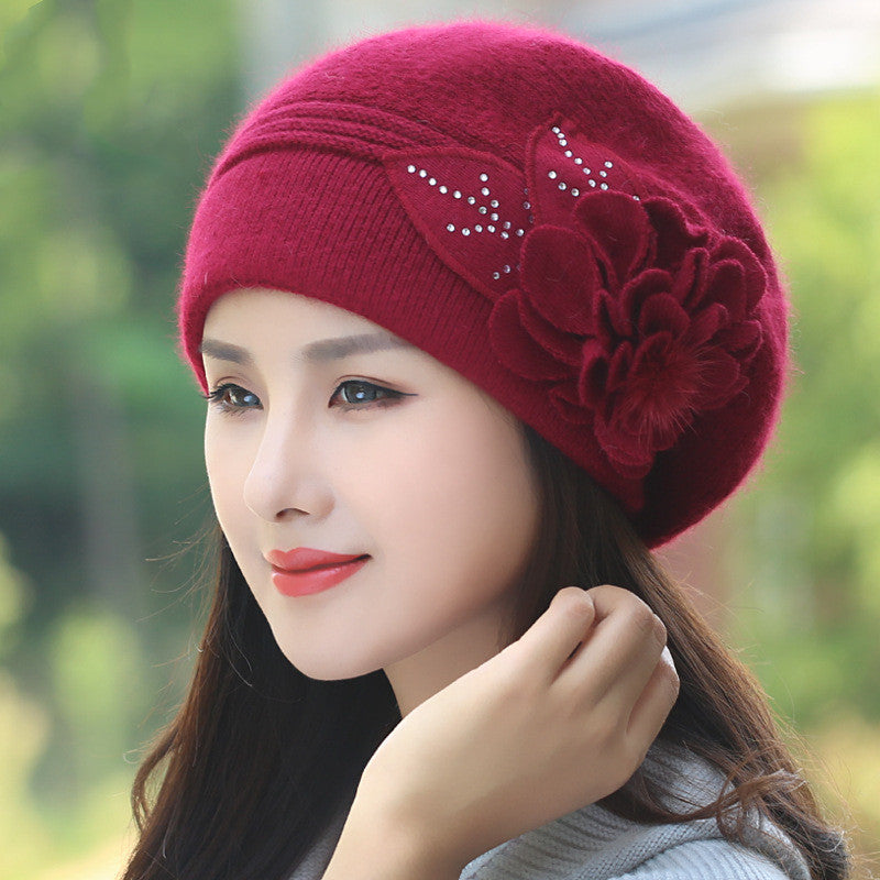 Ladies Plus Fleece Warm Earmuff Beret Hat