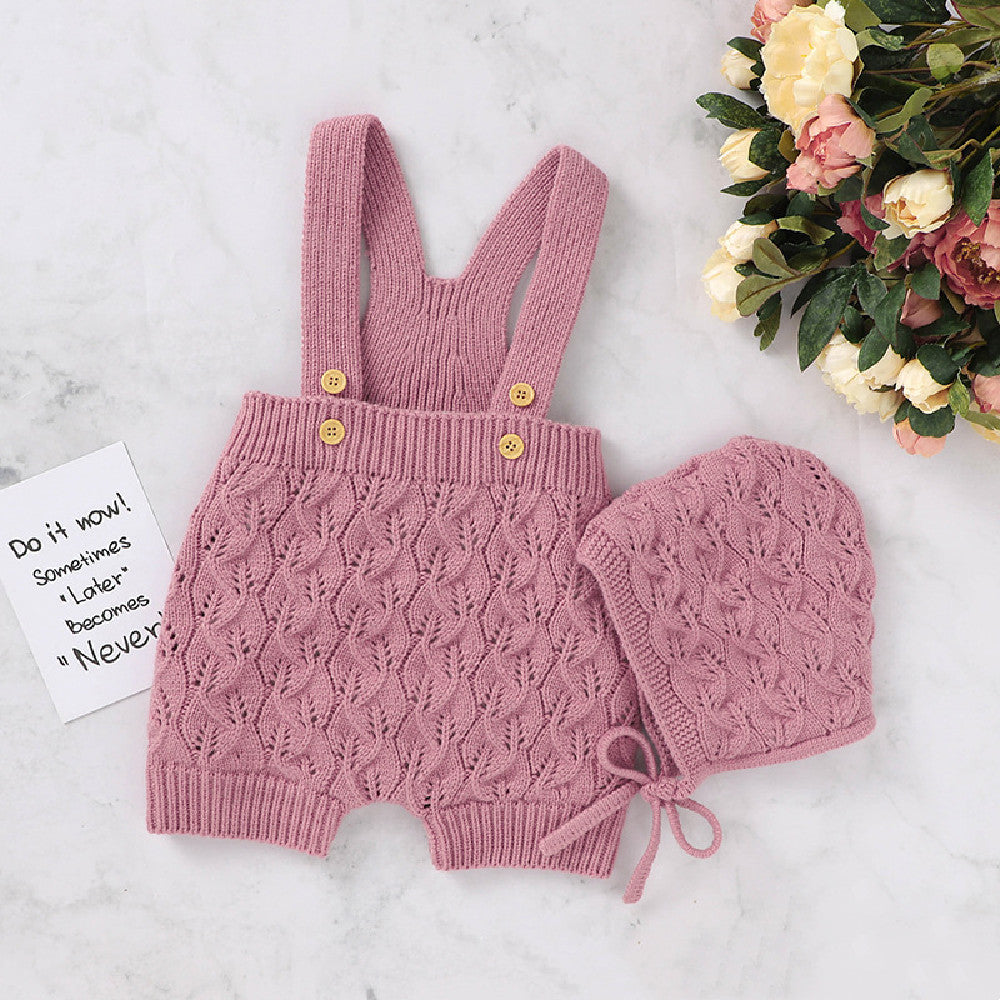 Children's Fashion Hollowed-out Knitted Overalls