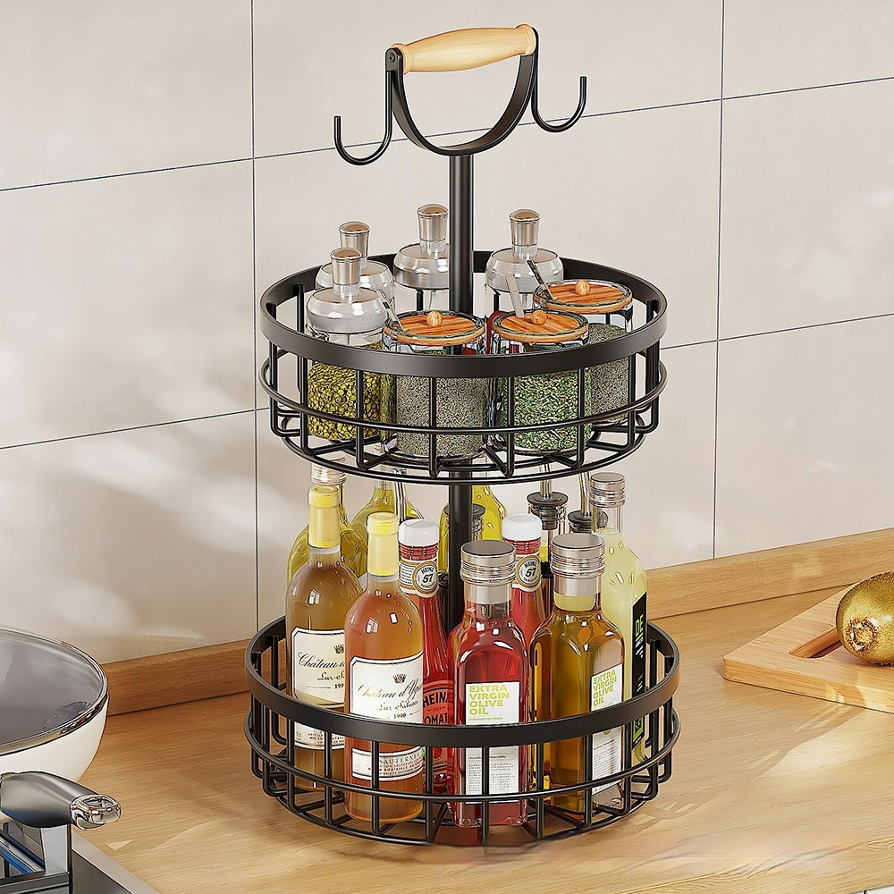 Kitchen Seasoning Storage Rack Bathroom Dual-tier And Detachable