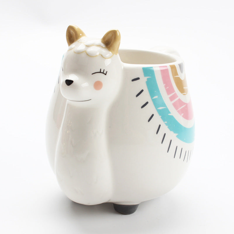 Ceramic Mug Alpaca Shaped Coffee Cup