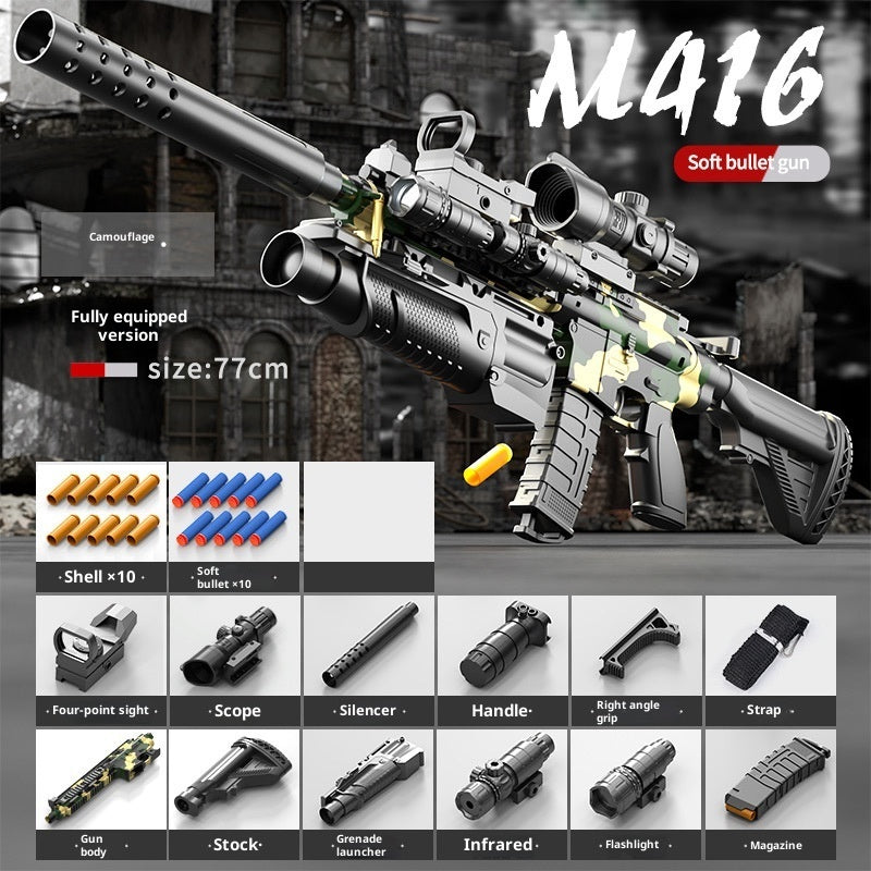 Children's Toy With Manual Bolt Throwing Shell Soft Bullet Gun