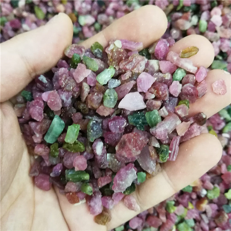 Natural Red And Green Tourmaline Crushed Stone