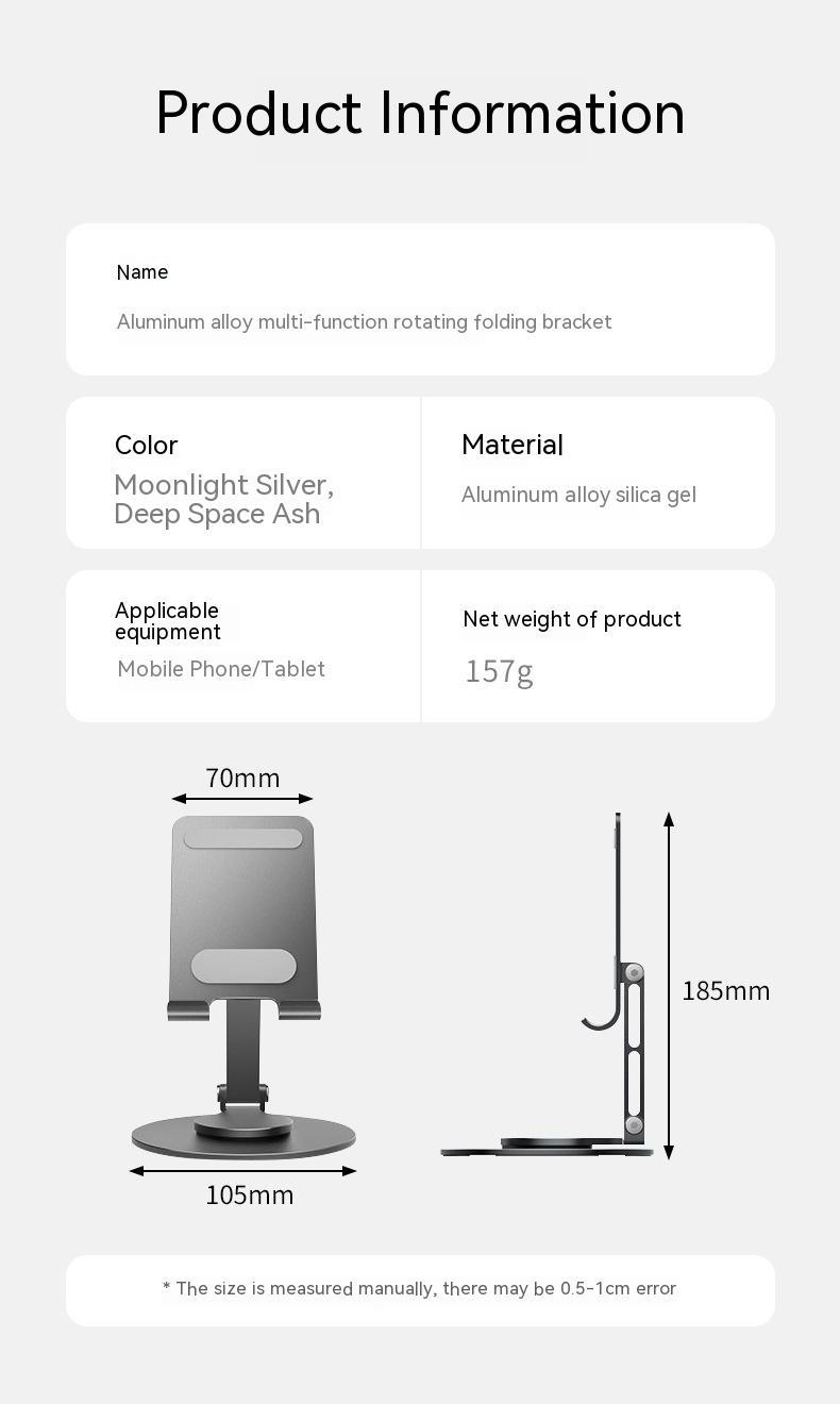 Mobile Phone Tablet Aluminum Alloy Rotating Adjustable Multifunction Bracket
