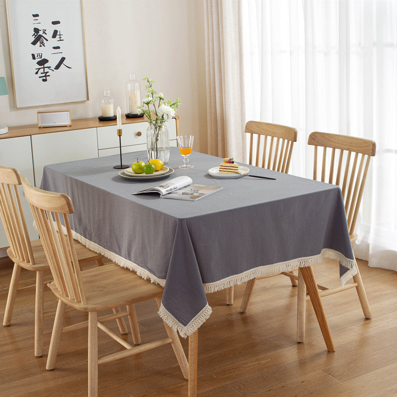 All Cotton Washed Cotton Tassel Coffee Table Cloth Table Cloth