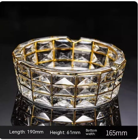 Crystal Glass Gold Rim Ashtray Prevent Fly Ash
