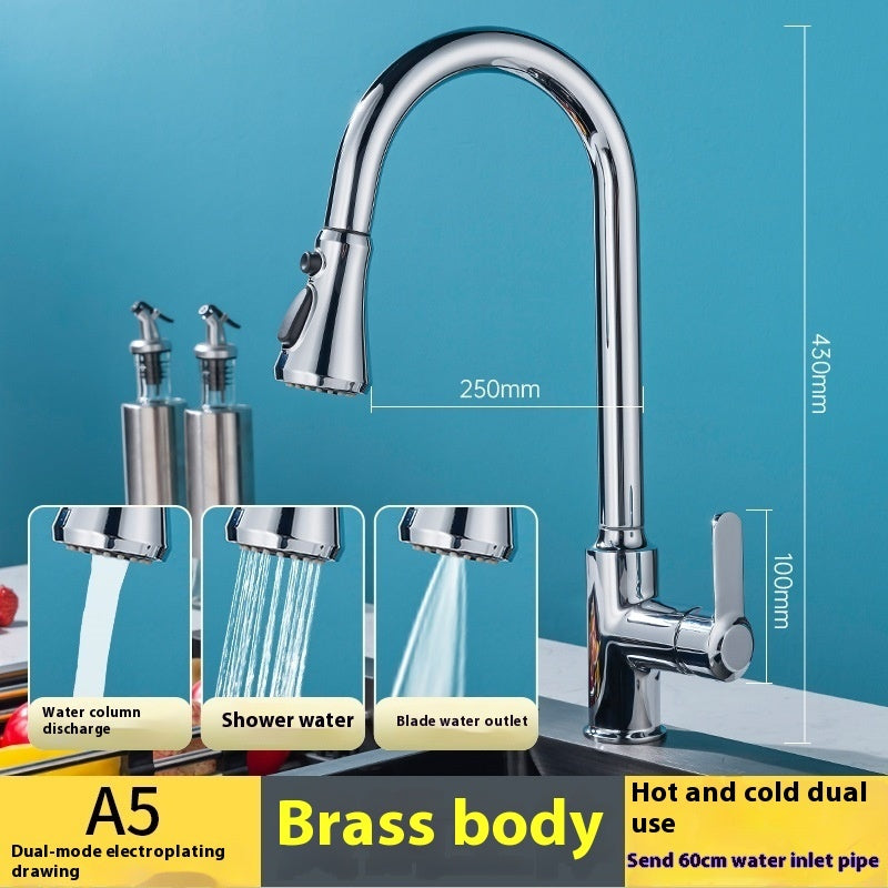 Black Rotatable Retractable Splash Proof Faucet