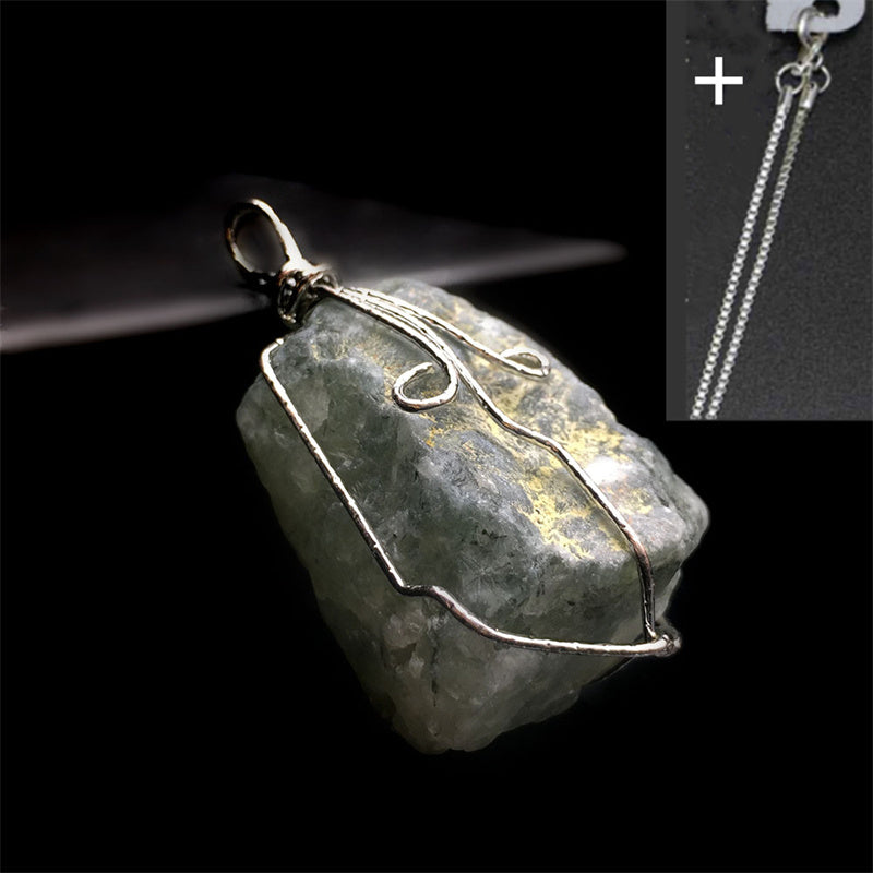 Natural Crystal Agate Rough Stone Pendant Irregular Winding