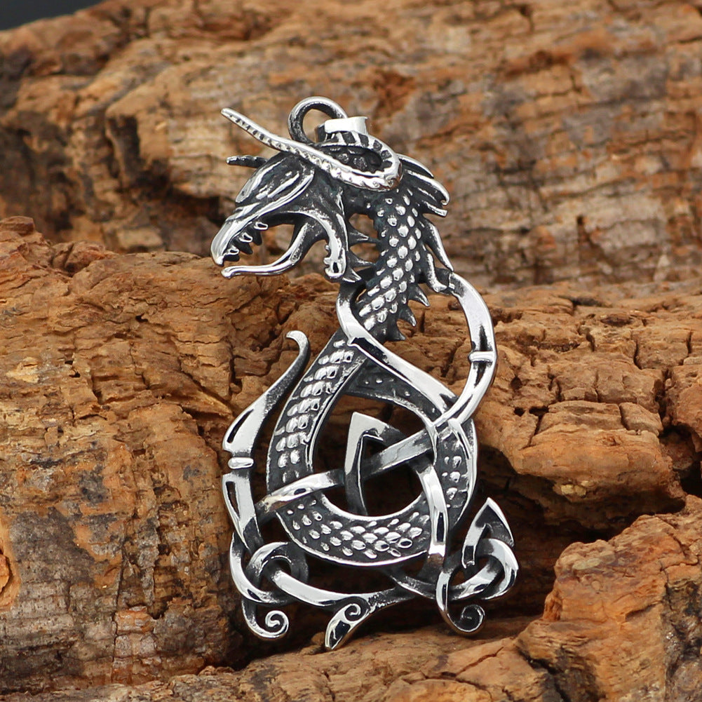 Vintage Titanium Steel Dragon Pendant