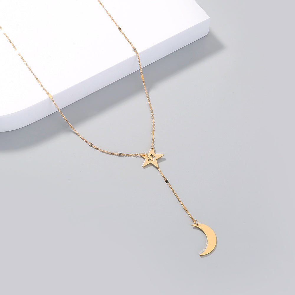 Hot selling net red star moon Y-shaped necklace in Europe and America