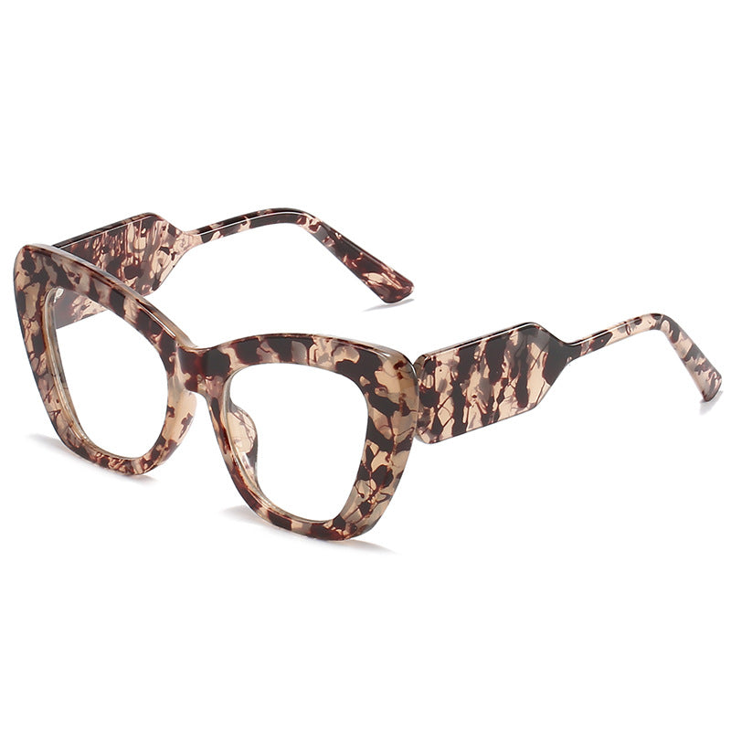 Cat Eye Sunglasses Personality Fashion Color Contrast Large Frame Glasses All-match Flat Sunglasses