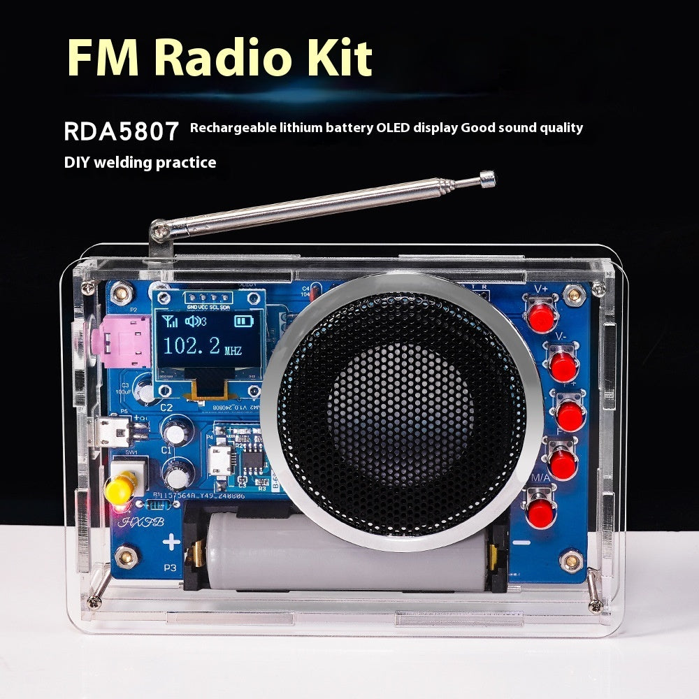 OLED Display Radio Assembly Kit Rechargeable FM Radio Circuit Board Welding Electronic DIY Production