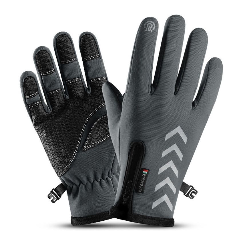 Cycling Gloves Men's Outdoor Ski Sports Waterproof Touch Screen Thickened Fleece To Keep Warm