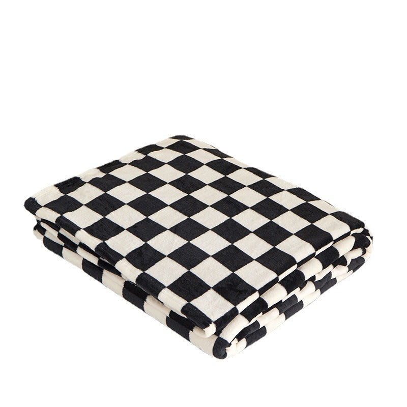 Printed Plaid Flannel Thickened Blanket