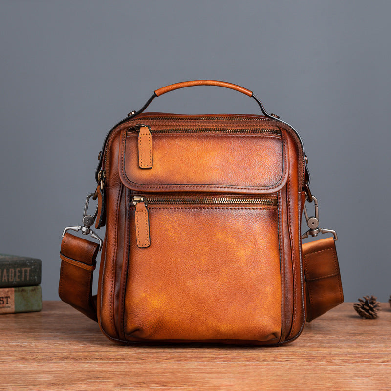 Cowhide Retro Casual Men's Messenger Bag
