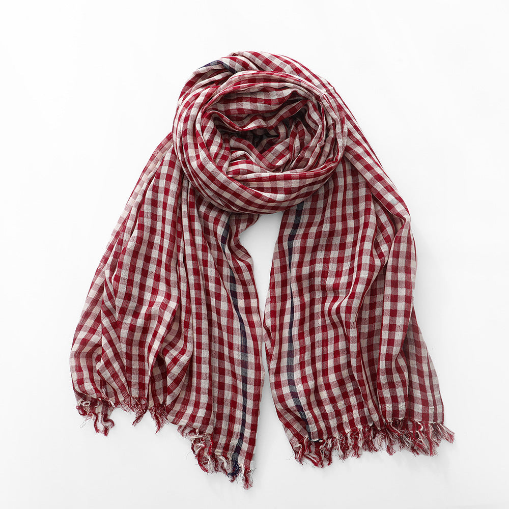 Plaid Scarf Men And Women Cotton Thin