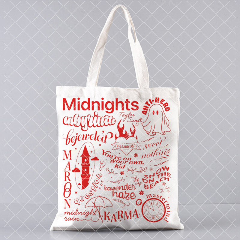 Printed Canvas One Shoulder Shopping Bag