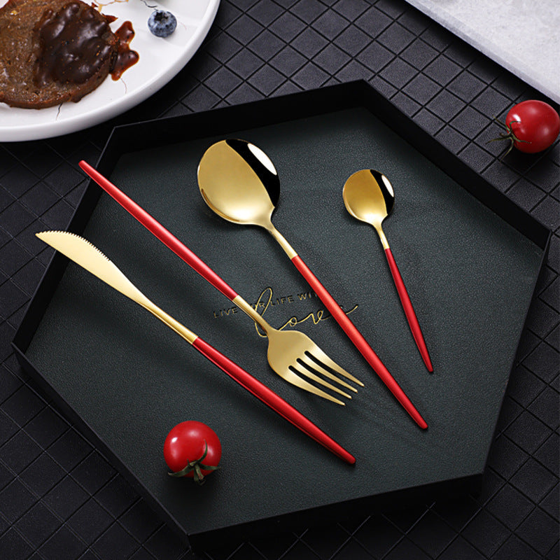 Stainless Steel 24 Pieces Set Spoon And Fork Western Cutlery