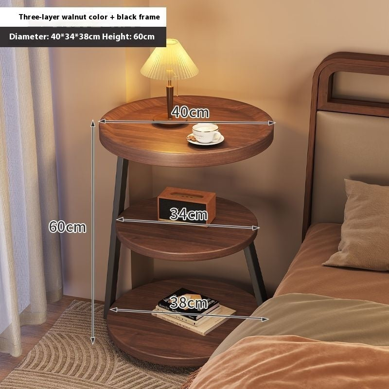 Mid Ancient Style Bedside Table Storage Rack With Multiple Layers