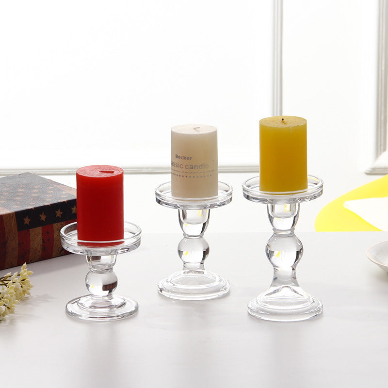 Chandelier en verre transparent, ensemble de chandeliers, artisanat sur pied, support de cire