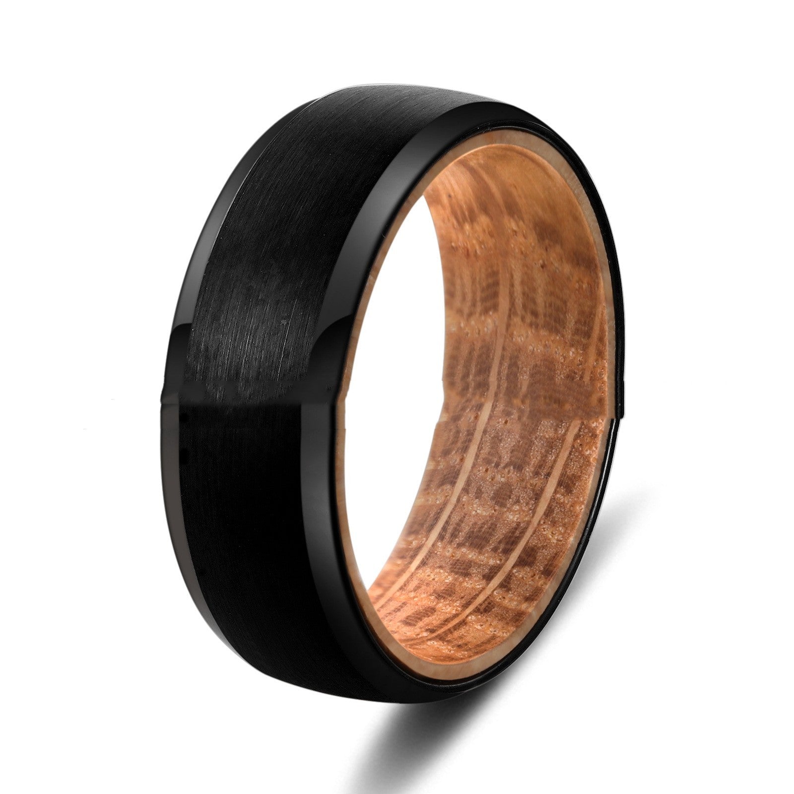 Frosted Men's Barrel Wood Wood Inner Ring