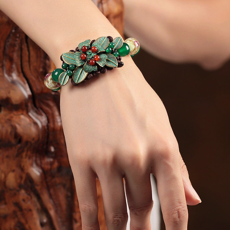 Bracelet Vert de Style Ethnique Yunnan Rétro Pour Femmes