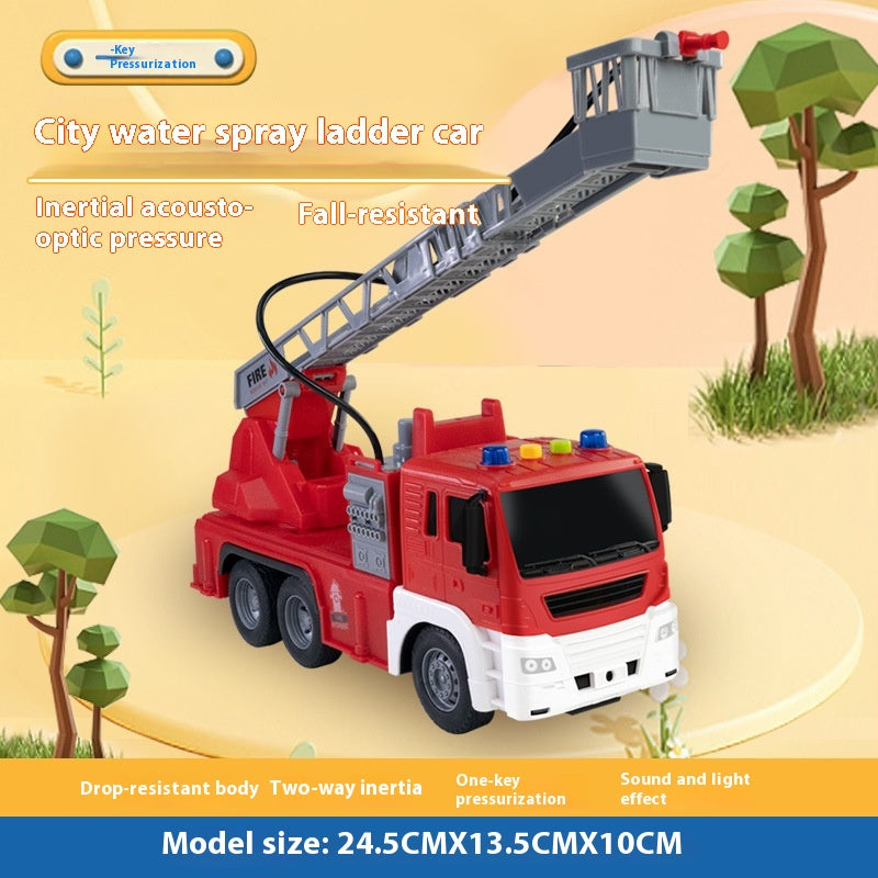 Aerial Ladder Fire Truck Toy Car Firemen Can Spray Water Recovery Vehicle