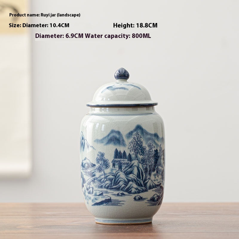 Bocal à thé en porcelaine scellé, stockage moyen