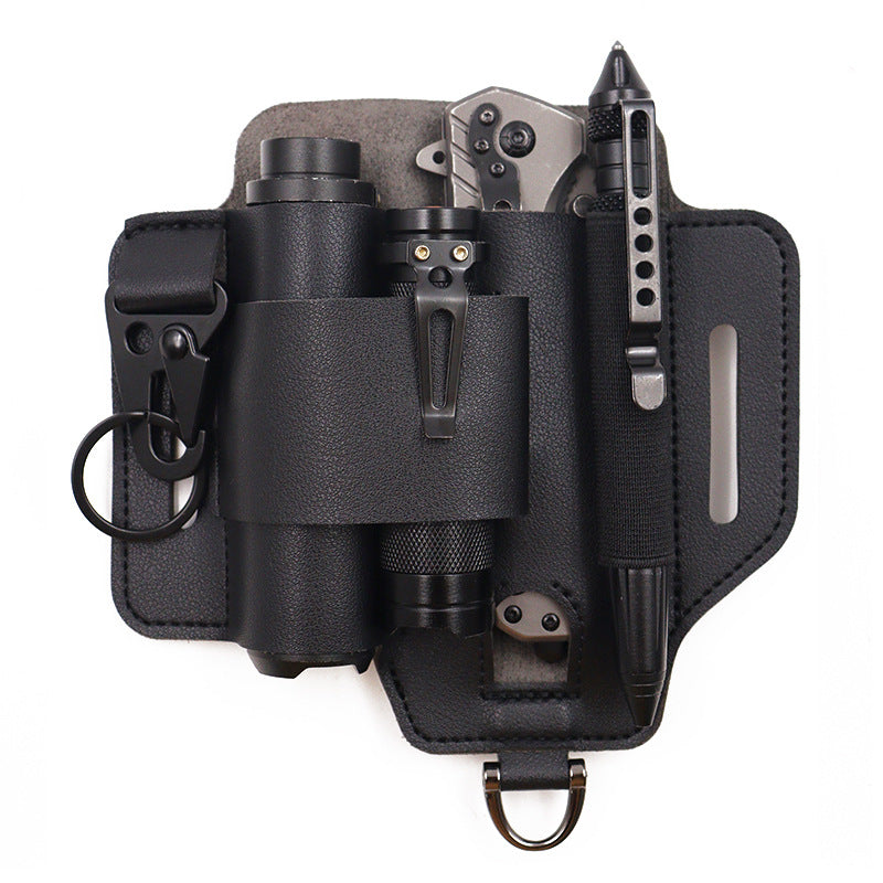 EDC Tactical Tool Leather Sheath Field Survival Storage Waist Bag