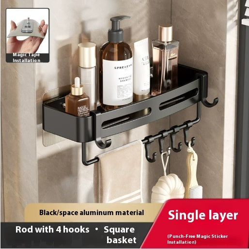 Gun Gray Bathroom Rack Triangle Wall-mounted Punch-free Storage